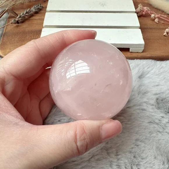 Rose Quartz Sphere - Picture 2 of 9